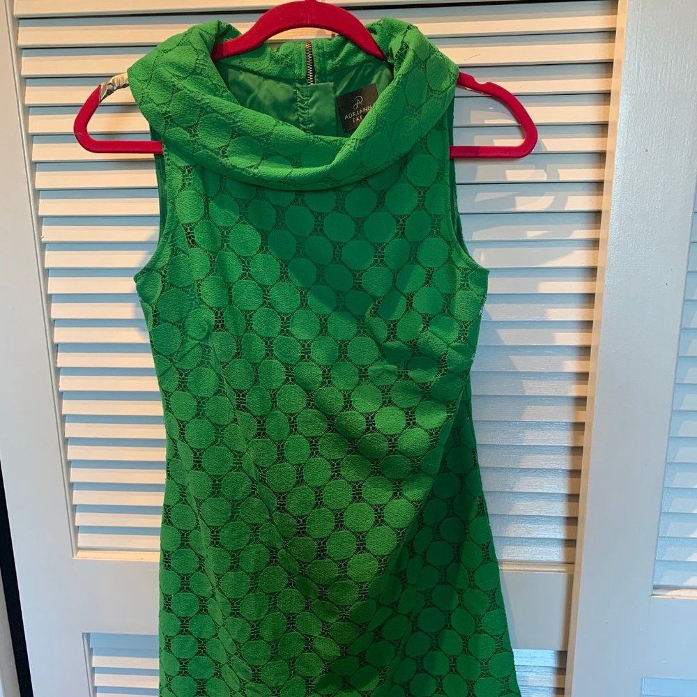 Green and Navy Adrianna Papell Sleeveless Dress (Size 6)